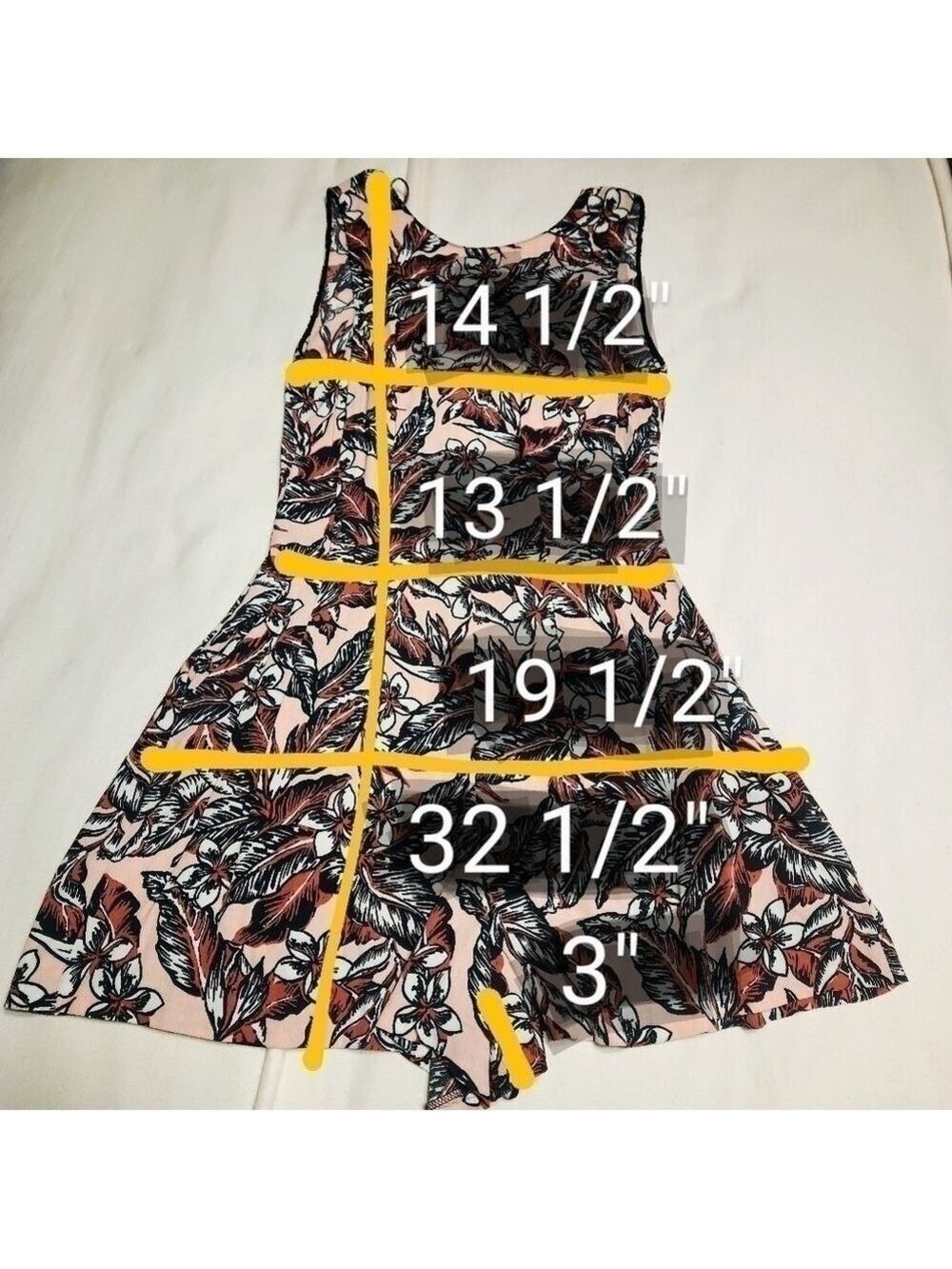 Zara Woman Peach Black Floral Print Romper X Small - Picture 12 of 12